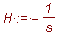 H := -1/s